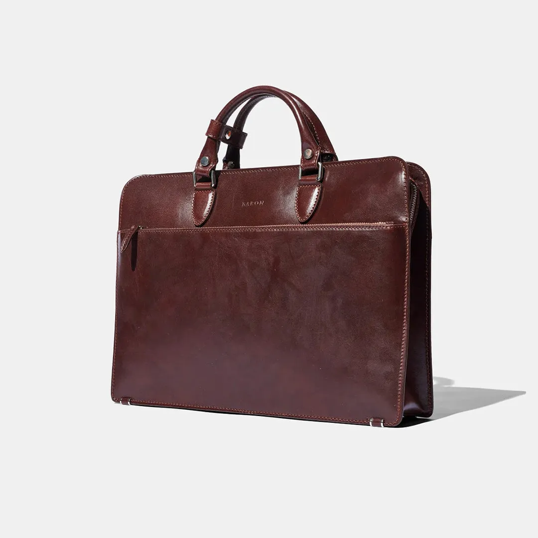 Zip Briefcase - Brown Leather by Baron