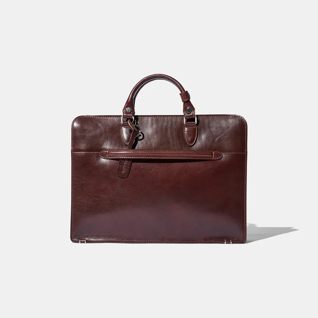 Zip Briefcase - Brown Leather by Baron