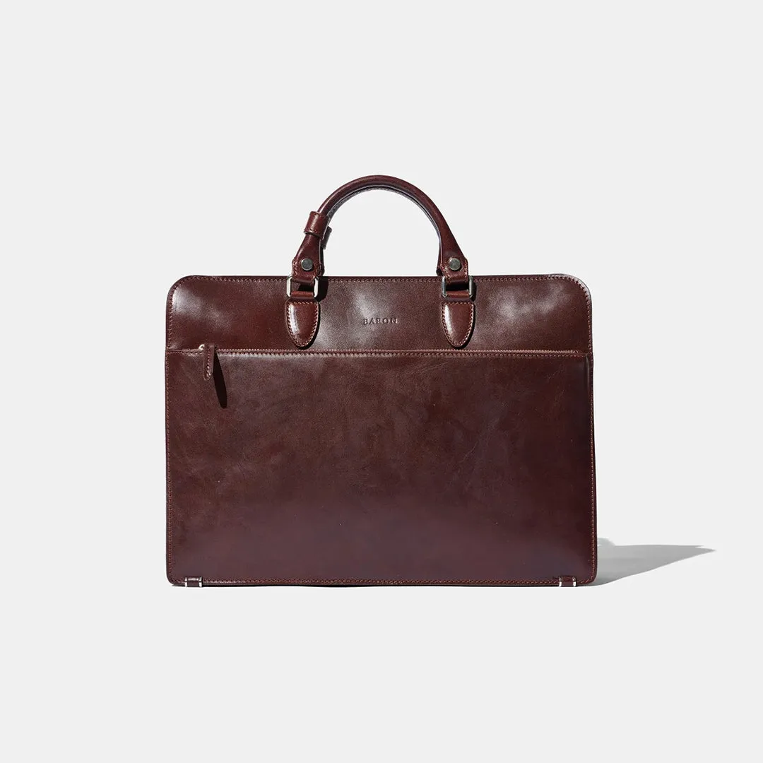 Zip Briefcase - Brown Leather by Baron